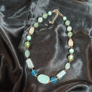 Chic Aqua and Blue Beaded Necklace